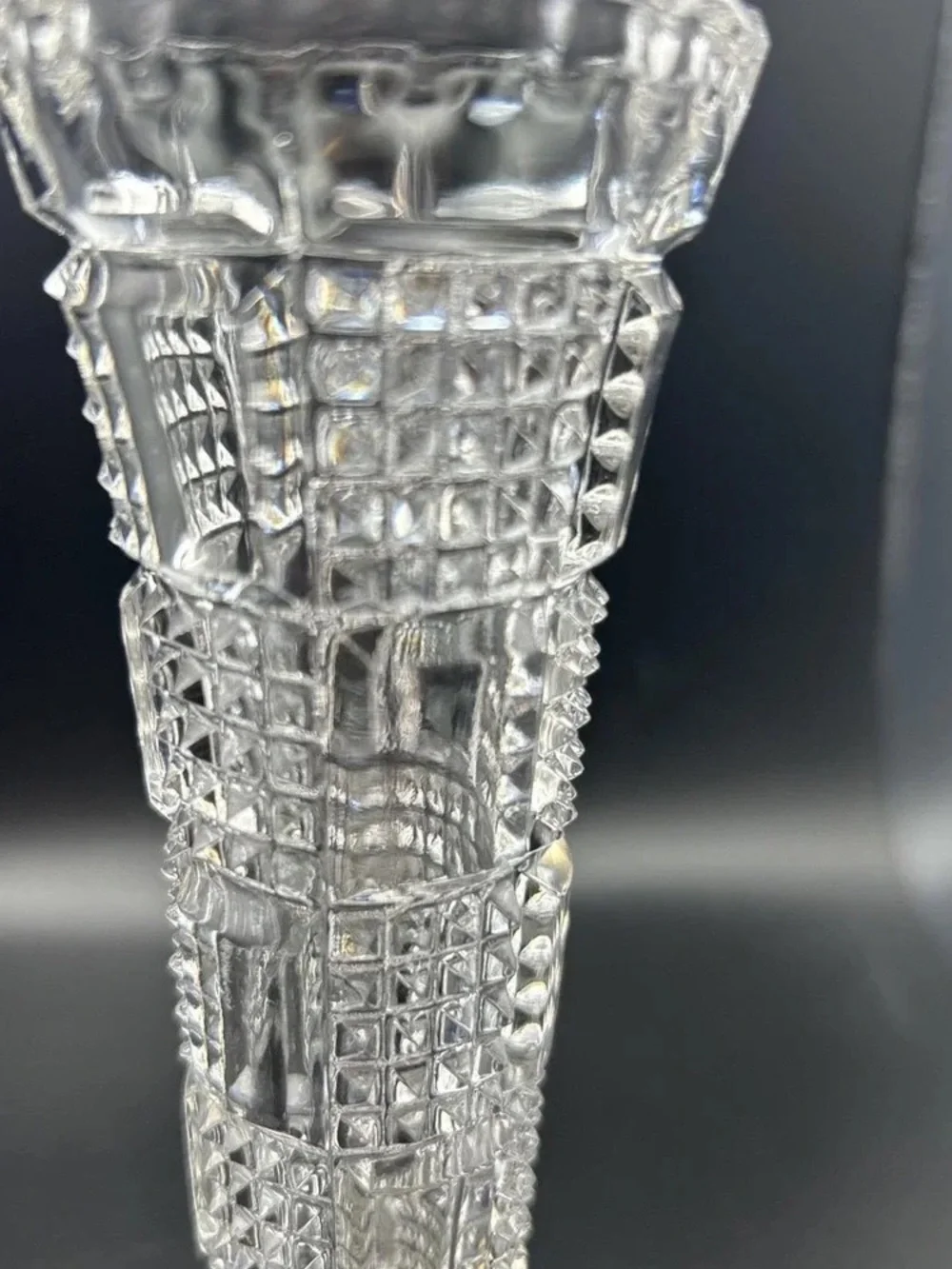 Clear Pressed Glass Vase - Decorative Home Accent